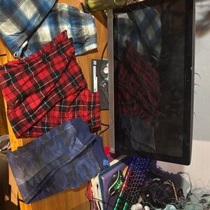 Red Plaid and Blue Camo Shorts